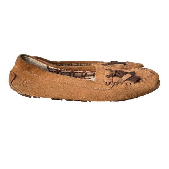 Ugg Australia Lizzy Moccasin Slip On Slippers Womens 9 Chestnut Brown Tassel - Picture 5 of 16